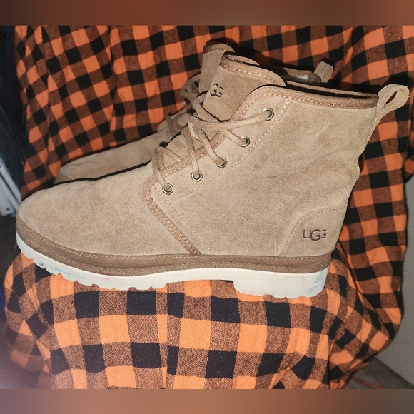 UGG HARKLAND CHESTNUT LEATHER WATERPROOF LACE UP MEN'S BOOTS Size 9.5 - Picture 1 of 8